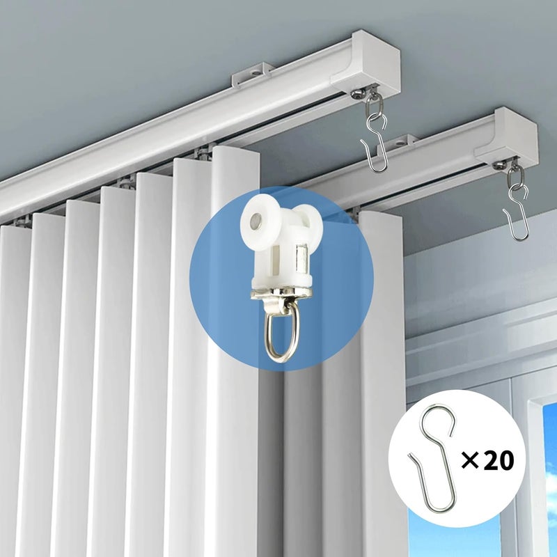 TSBSHum 20 Pack Ceiling Roller, Sliding Curtain Gliders with Wheels, Ideal for Curtain Tracks for Ceiling and Room Divider - Image 4
